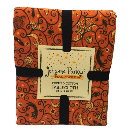 johanna Parker Halloween Ghost Cats Skulls Jack o Lantern Printed Cotton Tablecl